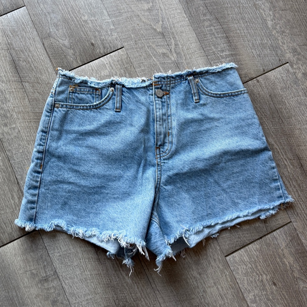 BDG Light Blue Raw Hem Denim Shorts